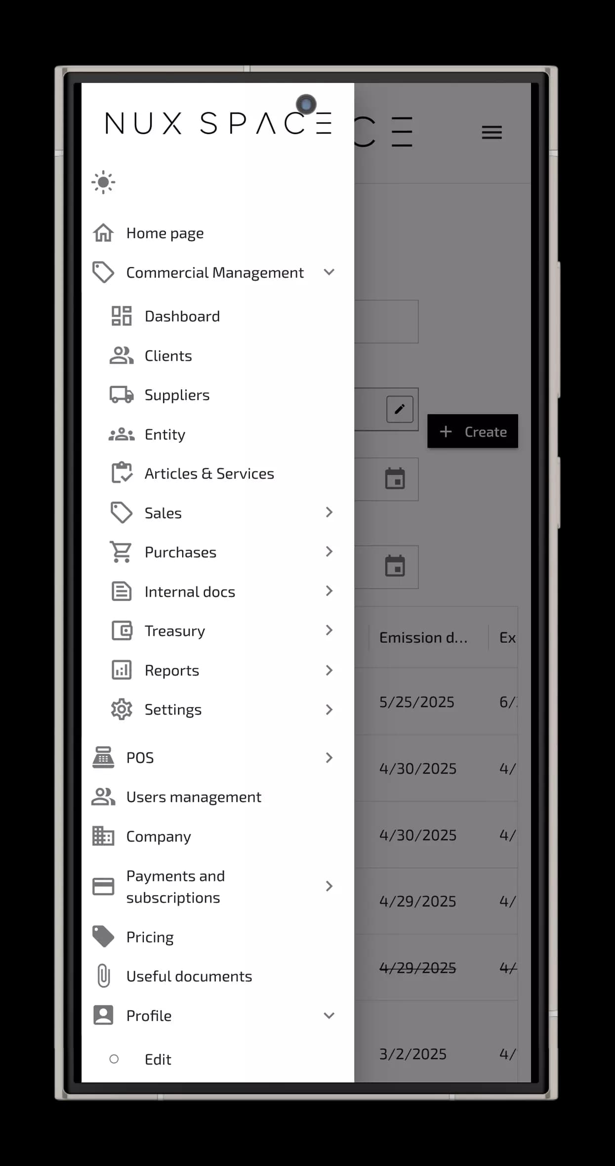 NUX SPACE Dashboard