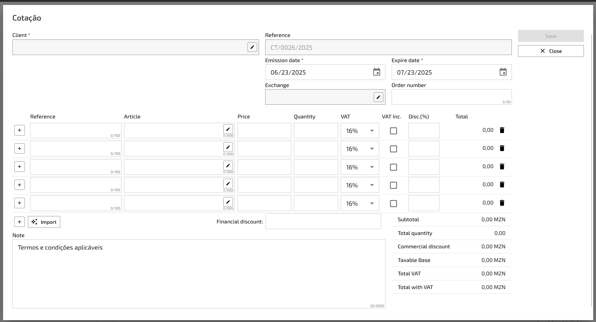 Commercial Management System